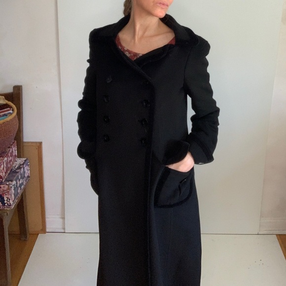 Phi Long Black Wool Coat with Pockets🌹 - Picture 5 of 12